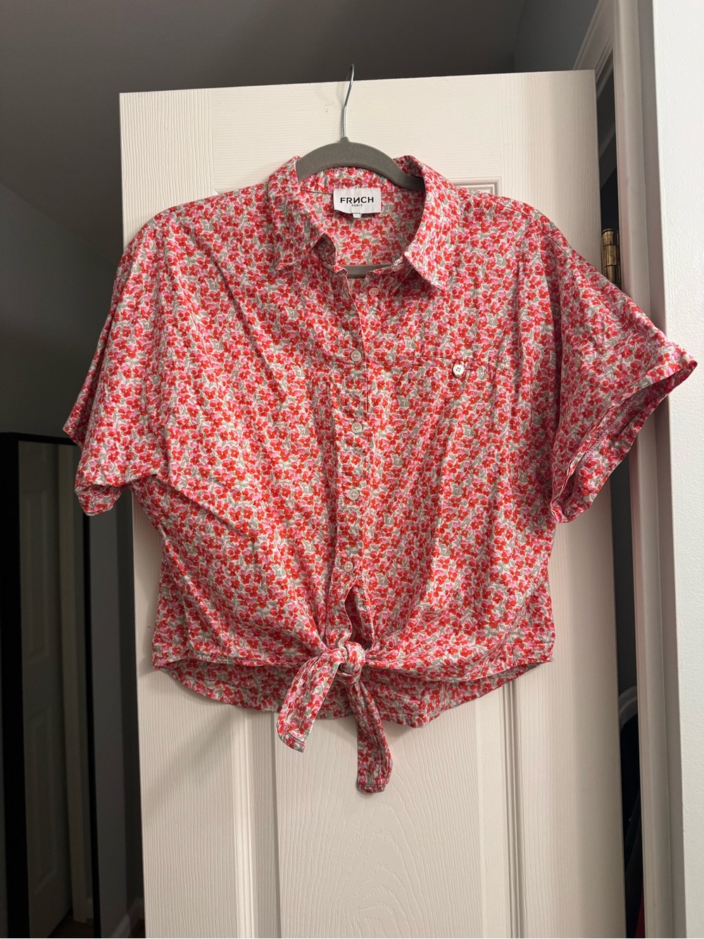 FRNCH Floral Tie-Front Button Shirt - Picture 2 of 4